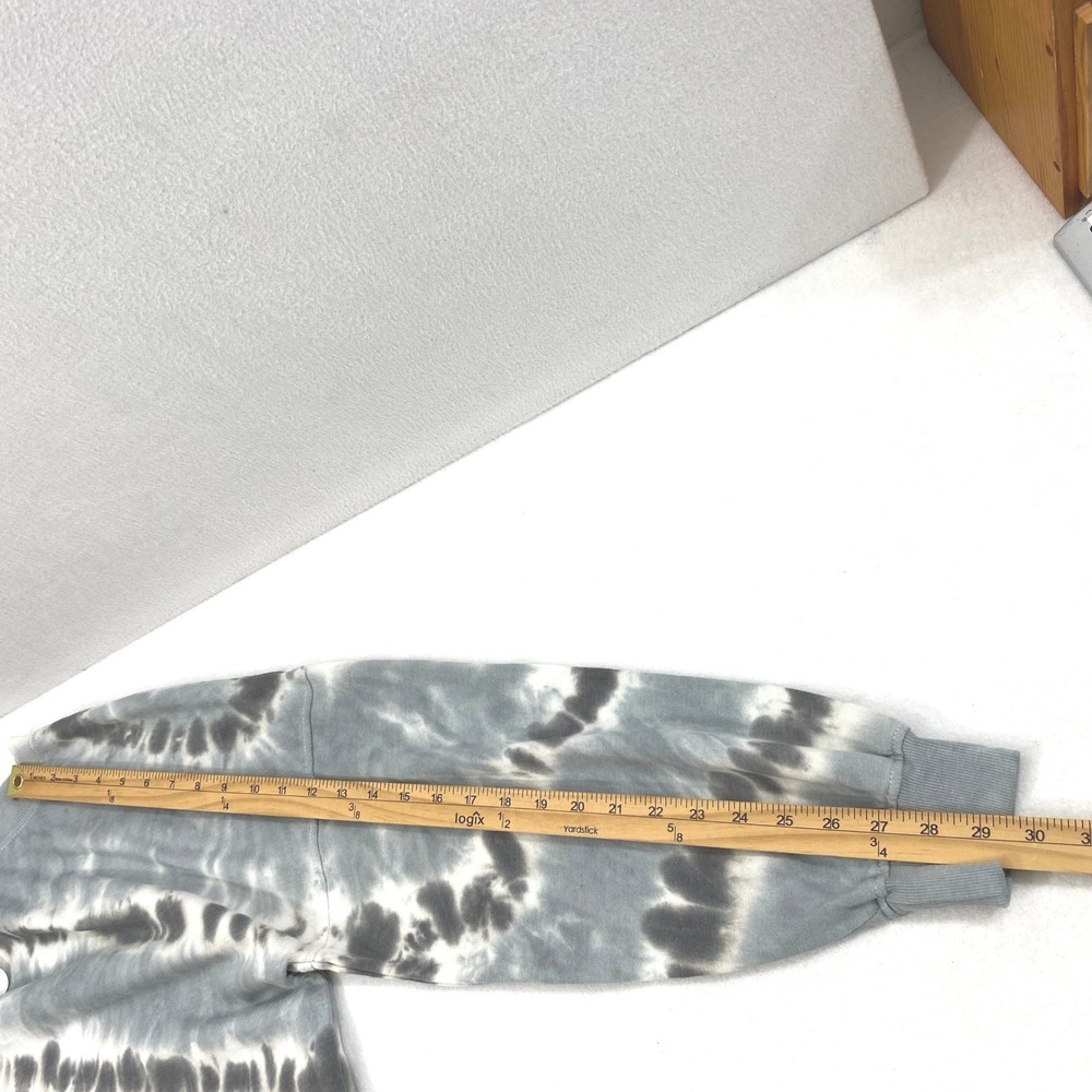 Olive‎ + Oak Tie Dye Cropped Sweatshirt Womens Medium Gray Long Sleeve Oversized - Picture 8 of 10